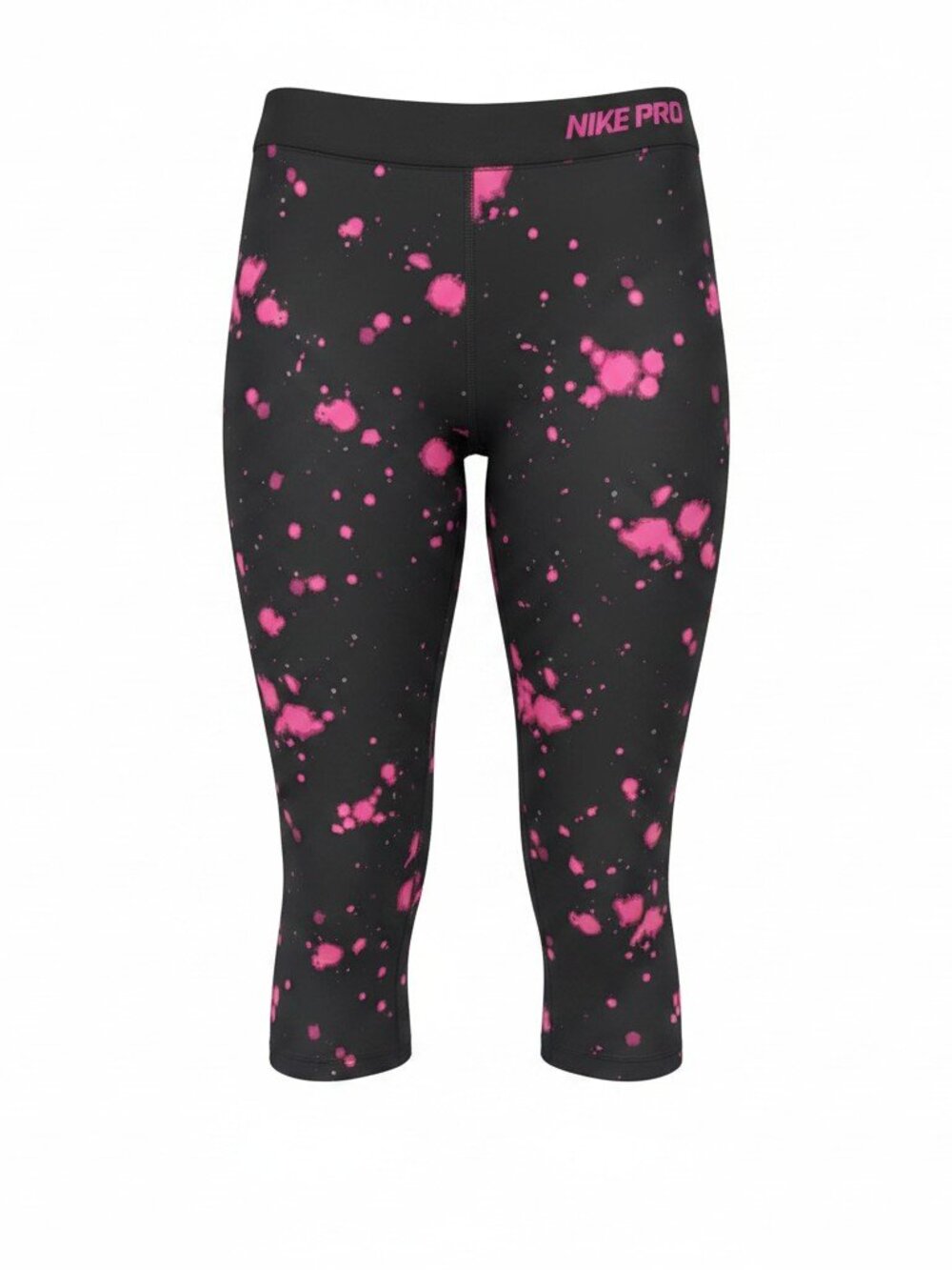 Nike Pro Black & Neon Pink Paint Splatter Cropped Leggings - Size XL